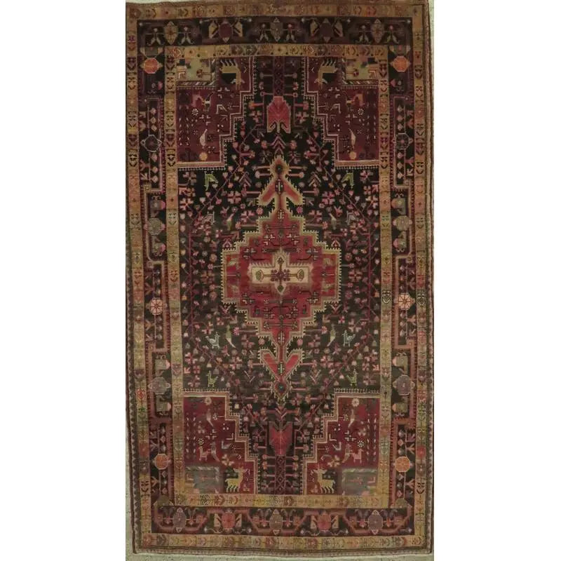 One Of The Kind Hand-Knotted Persian Wool Rug _ Luxurious Vintage Design, 12'10" x 2'7", Artisan Crafted